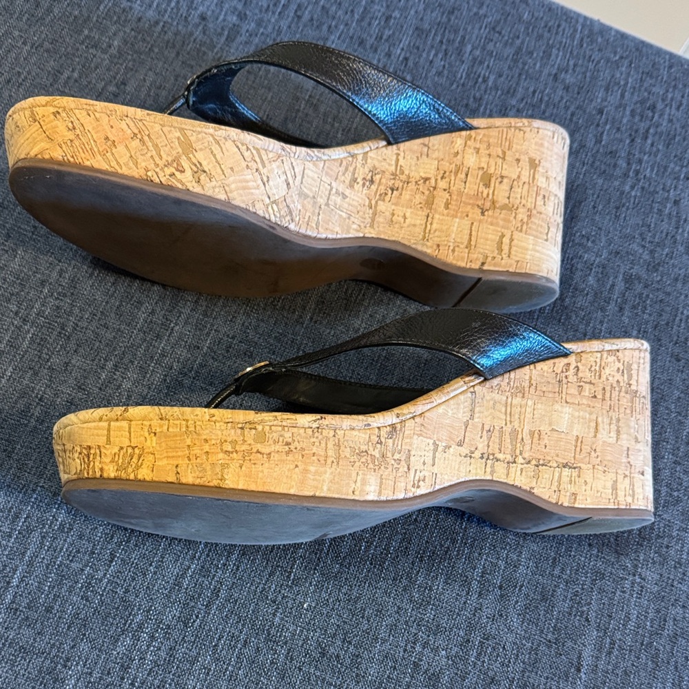 Tory Burch Black and Cork Wedge sandals - Picture 3 of 5
